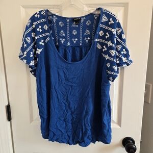 Torrid Blue Women's Top with White Accents